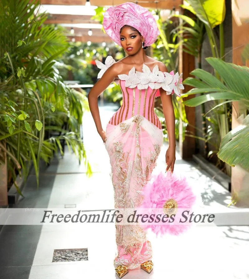 

Вечерние платья Aso Ebi, роскошное кружевное платье с круглым вырезом в африканском стиле, вечернее платье русалки, нигерийские женские корсетные платья для выпускного вечера по индивидуальному заказу