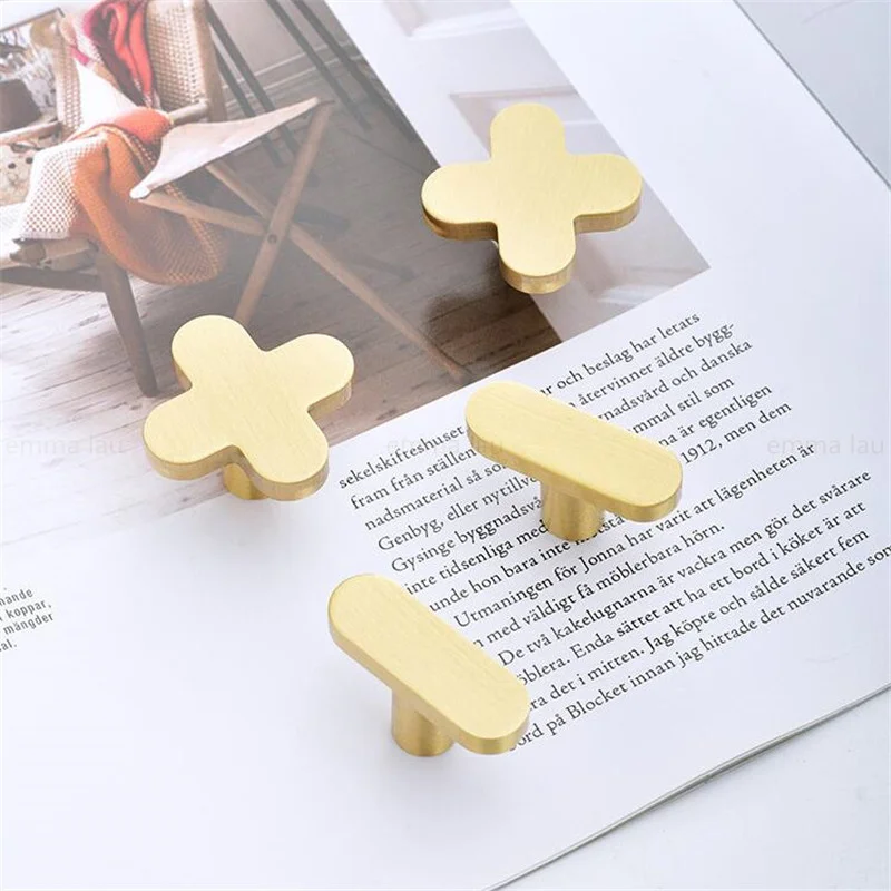 Solid Brass Furniture Handle Door Knobs Addition Subtraction Symbol Handles for Cabinet Kitchen Cupboard Drawer Pulls