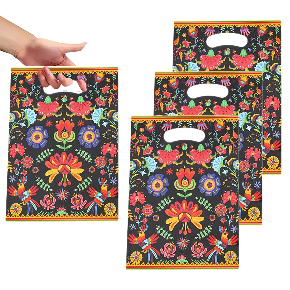 Sacs cadeaux en plastique style Boho, motif floral, oiseau, Paisley, pour fête, sacs de butin, sacs cadeaux pour bonbons, décoration de fête de mariage et d'anniversaire, 10/30/50 pièces