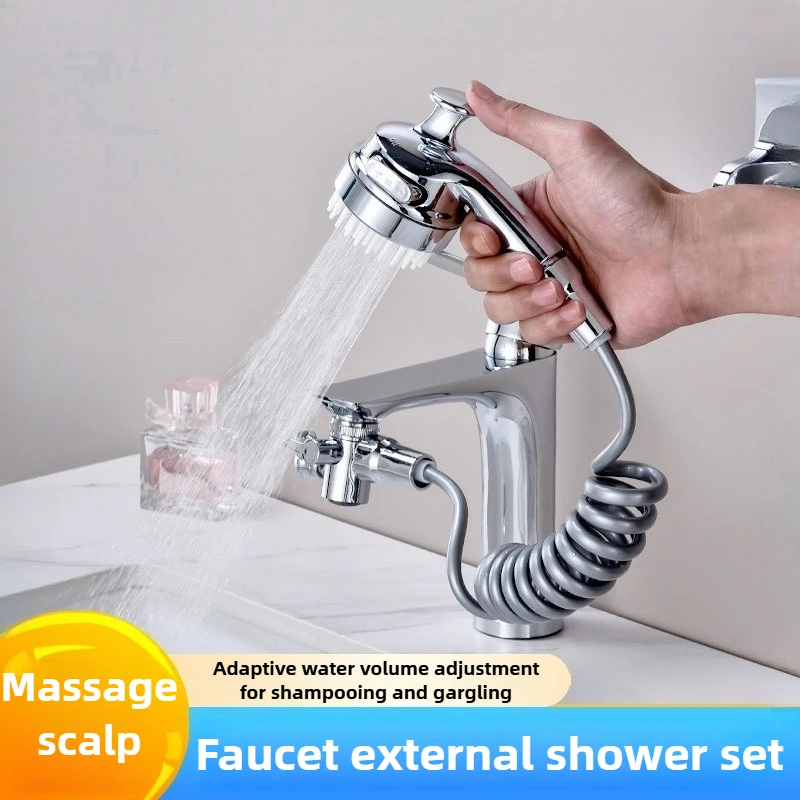 Faucet External Shower Set Copper Bathroom Multi-function Massage Pressurized Faucet Shower Toilet Basin Shampoo Accessories