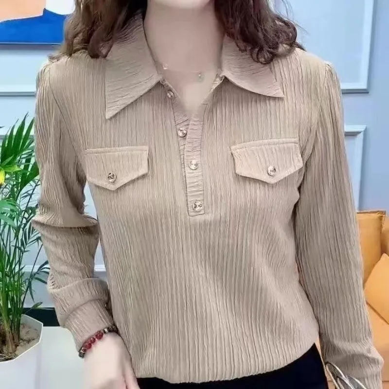 

Temperament Half-buttoned Shirt Fashionable Women's Tops Versatile New Style Fashionable Bottoming Tops