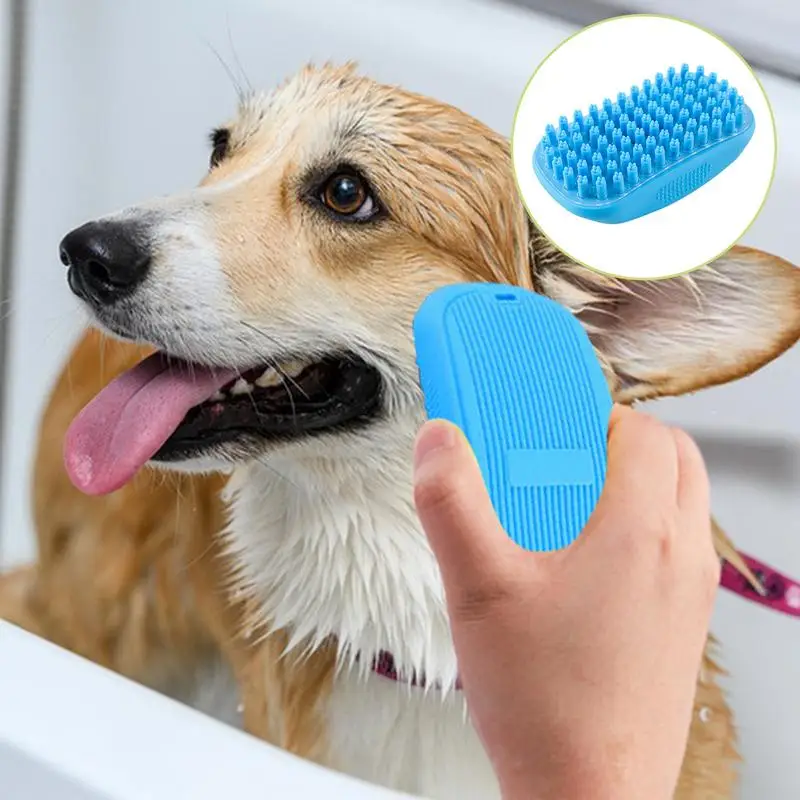 Dog Washing Brush Cat Grooming Brush Cat Hair Brush Pet Shampoo Bath Soothing Massage Rubber Bristles Curry Comb Pet Brushing