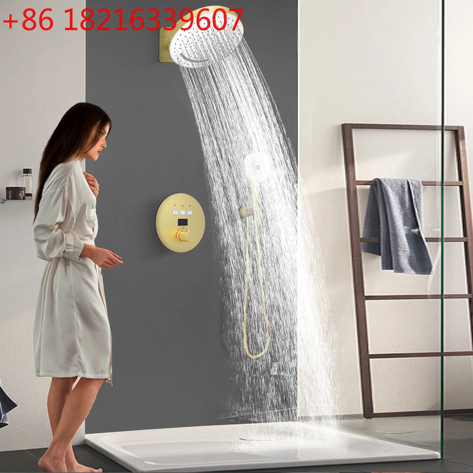 

Household bathroom wall type 320 * 320mm concealed shower, shower, wire gold LED