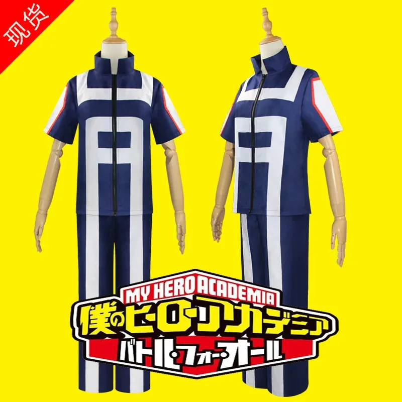 My Boku no Hero Anime Midoriya Izuku Cosplay Costume Todoroki Shoto School Uniform Gym Sport Suit Tshirt Pants Wig Halloween
