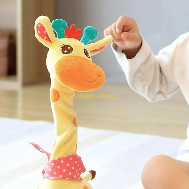 Y4QA Adorable Giraffe Plush To Tunes for Children Singing Dancing Doll