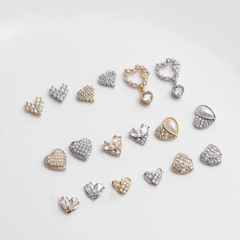 10PCS Valentine Love Nail Art Zircon Decoration Metal Jewelry Japanese Luxury Manicure Row Drill Love Zircon Shiny Texture Style