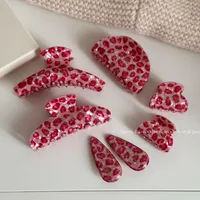 Pinza para el pelo con estampado de leopardo rosa coreano, accesorios para el cabello de lujo con diseño de alto sentido para mujer