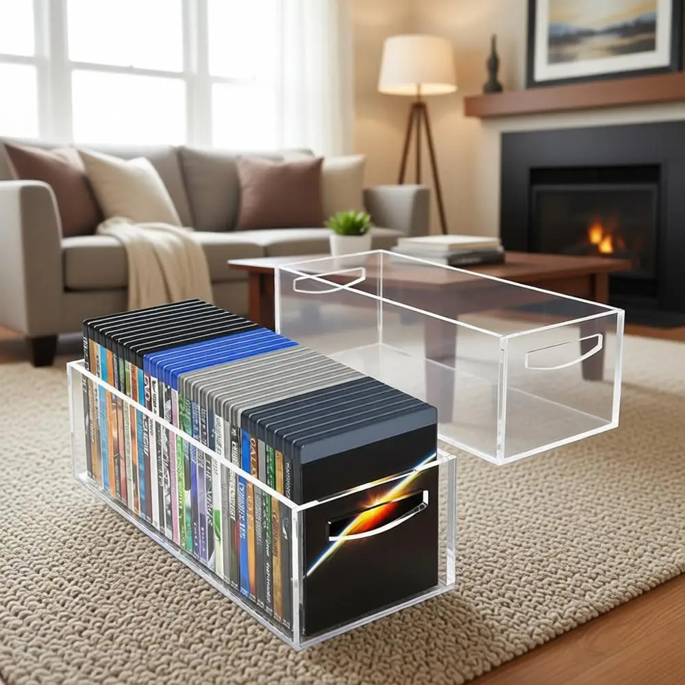 

Compact Acrylic Storage Box for DVDs, CDs, Blu-Rays, Games, and Accessories