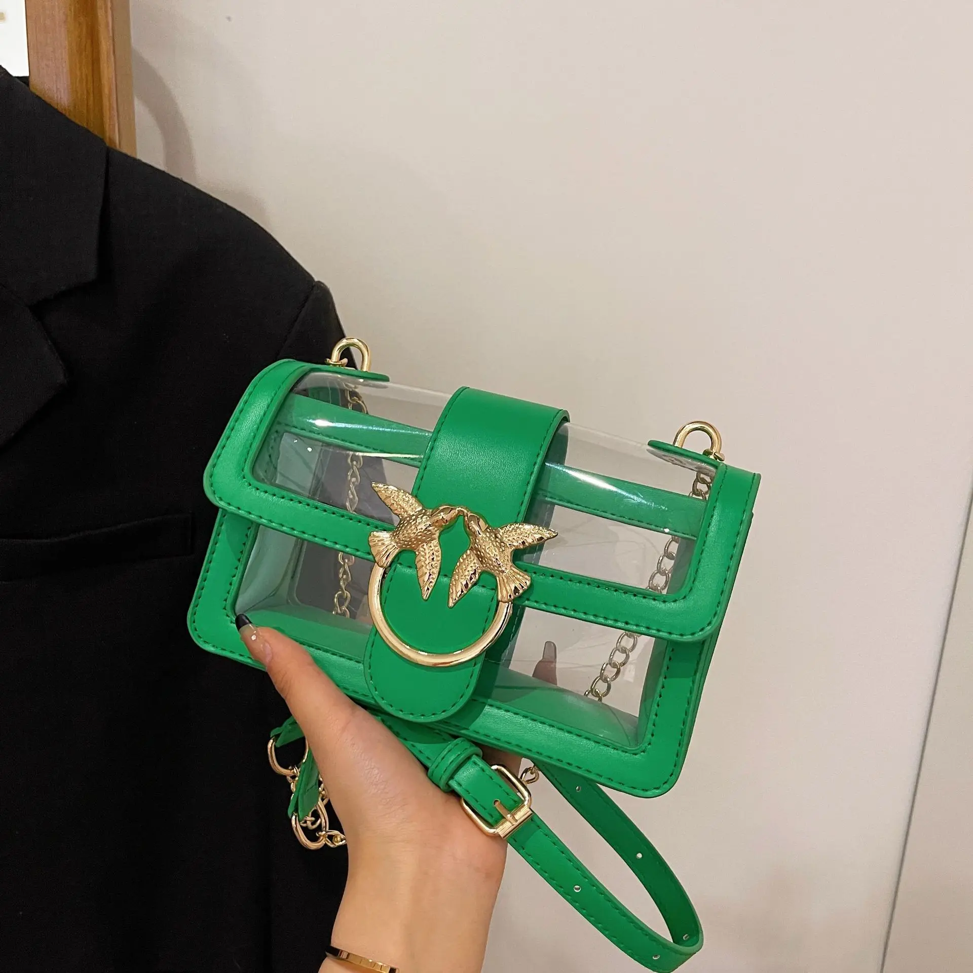 

Высококачественная универсальная квадратная сумка, модная женская сумка, прозрачный дизайн, сумка через плечо, 2026