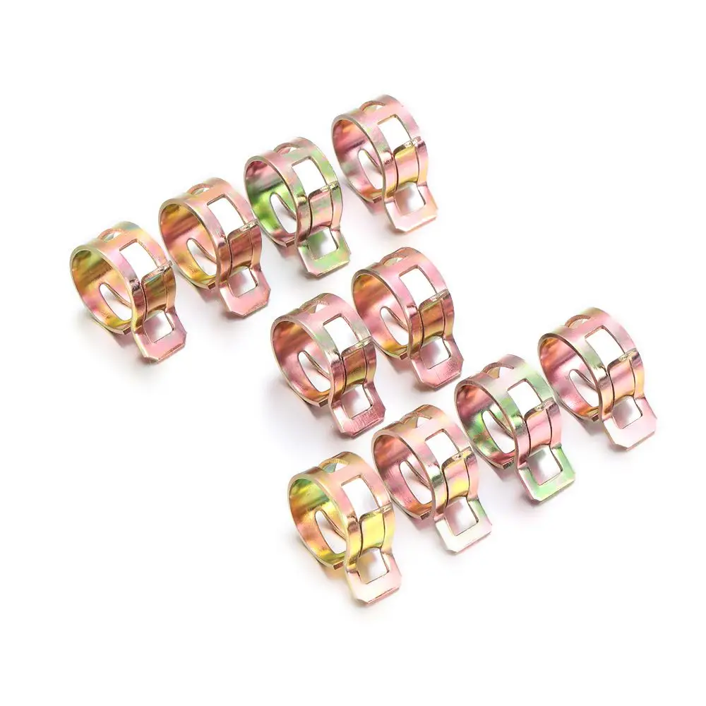 10Pcs 5-16mm High Quality Stainless Steel Galvanized Spring Clips Fuel Oil Line Water Hose Pipe Tube Clamp Fastener