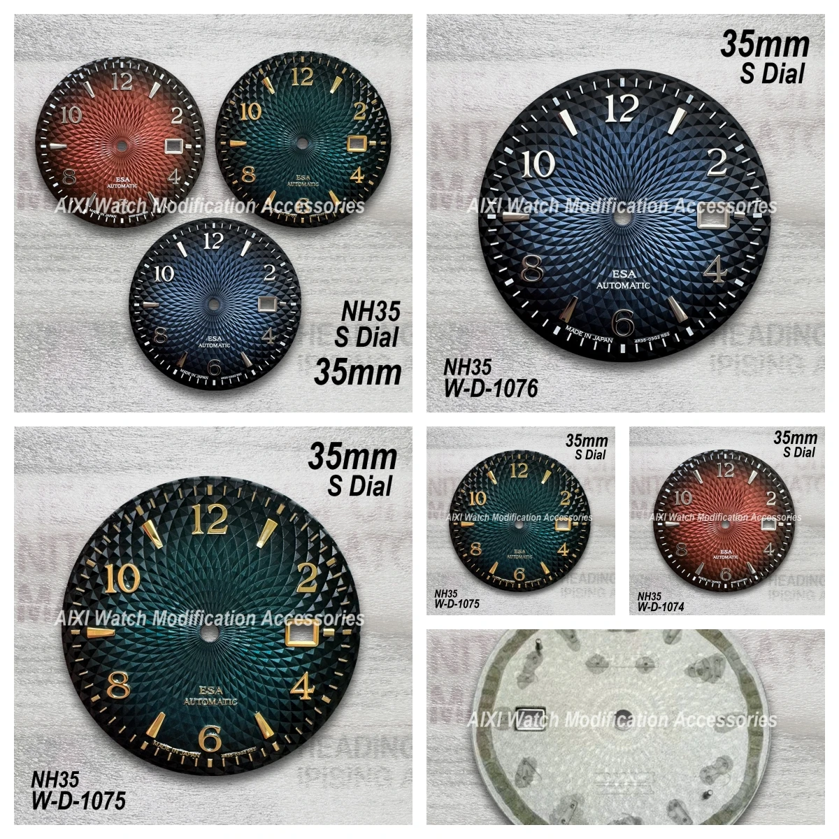 

35mm S Logo Cocktail Dial Suitable For NH35/NH36 Movement High Quality Watch Modification Accessories Gradient Red/Green/Blue