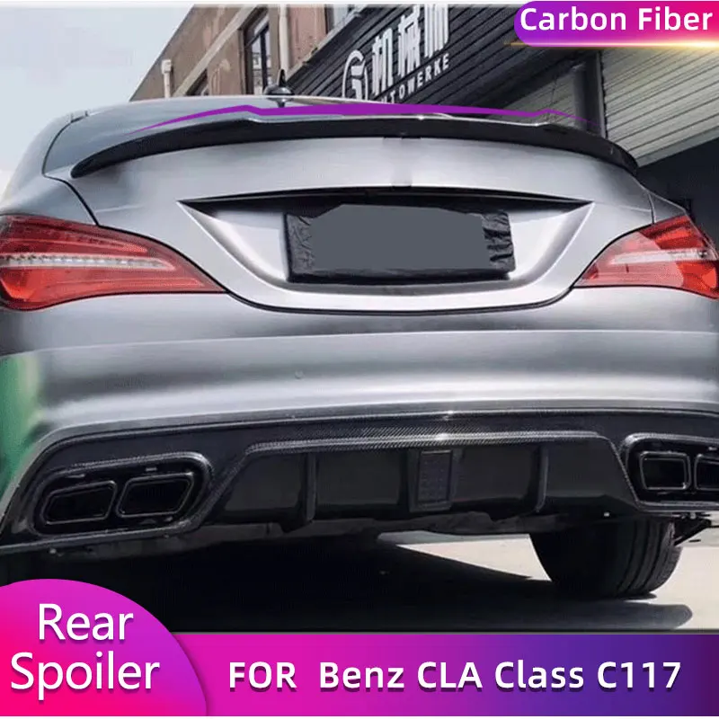 Carbon Fiber Car Rear Trunk Spoiler Wings for Benz CLA Class C117 CLA200 CLA250 4-Door 2014-2018 Auto Rear Boot Lid Wing Lip