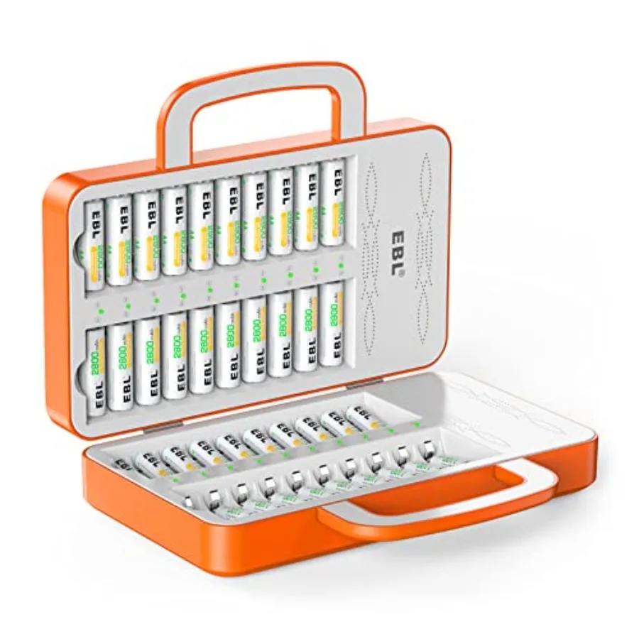 

40Slot Battery Charger for AA AAA Rechargeable Batteries - Advanced Multi-Charger with Handle Design - Compatible with 1 to 40