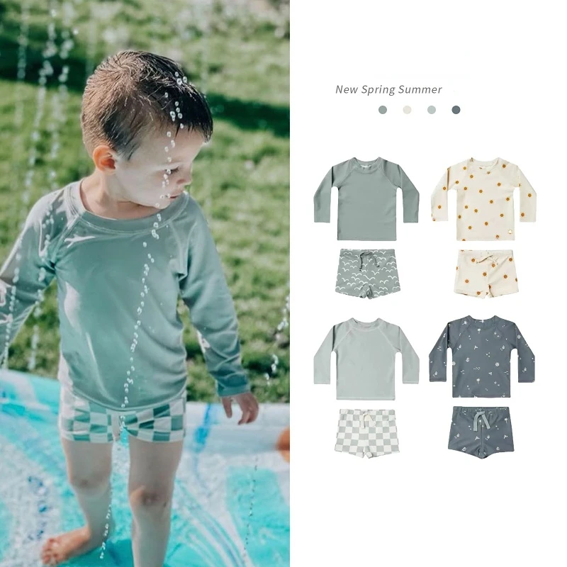 

Boys' Swimsuit Children's Long-sleeved Swimsuits 2023 Baby Sun Protection Quick-drying Split Swimwear Suit Biquini Infantil