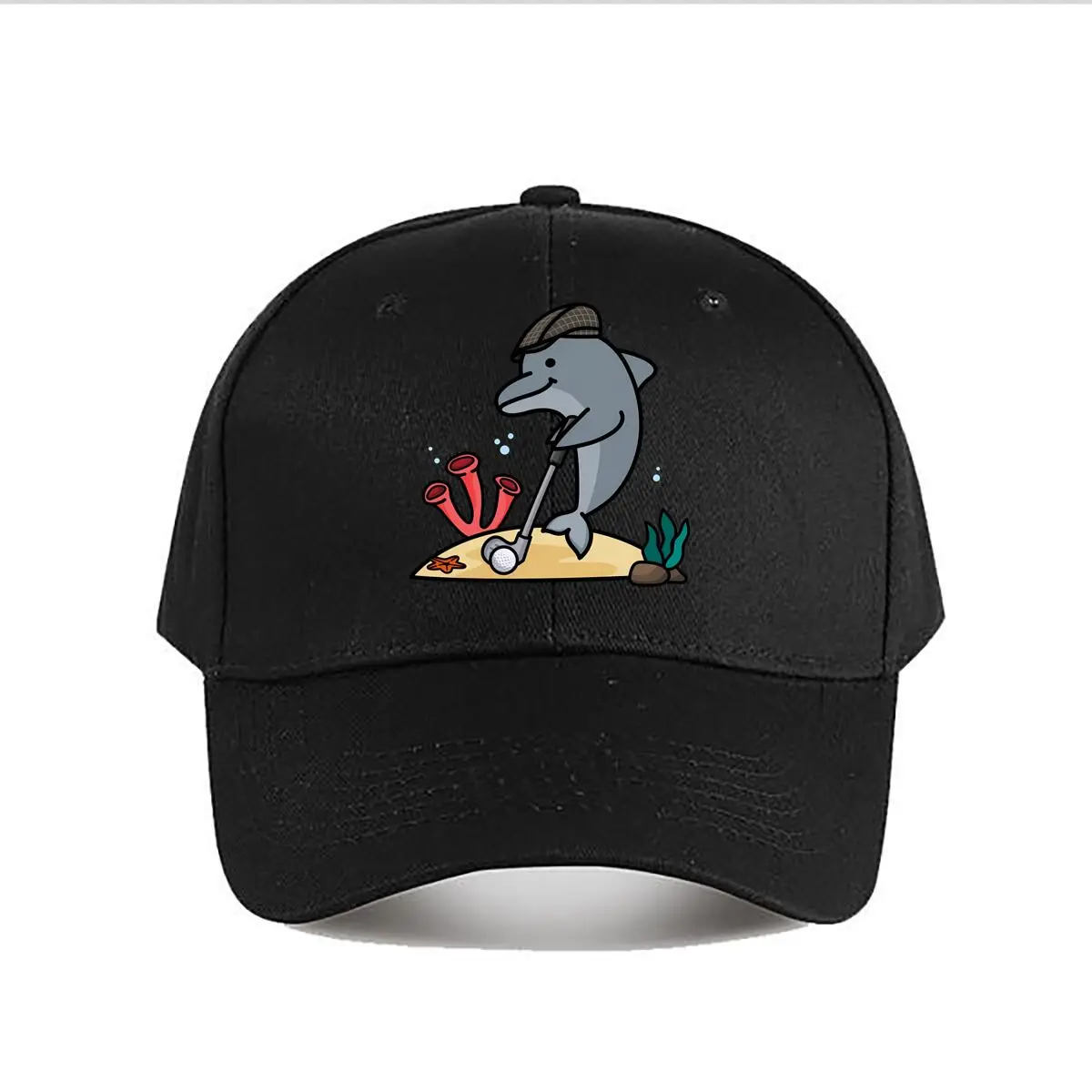 Dolphin Golf Cartoon Underwater Scene Baseball Cap Fashion Men Sunhat Women's Outdoor Sports