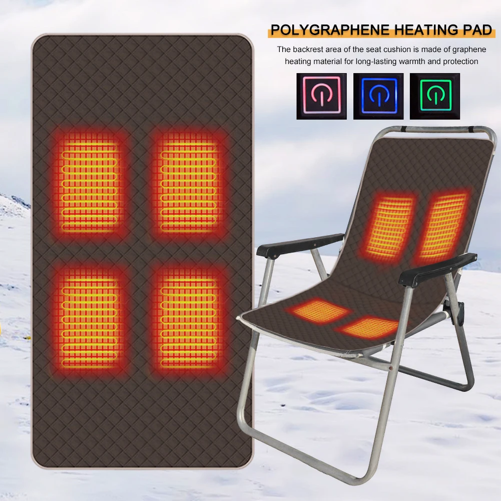 

3 Levels of Heat Camping Mat 4 Heating Zones Rechargeable Heated Stadium Seats for Winter Stadium Indoor Outdoor Sports Beach