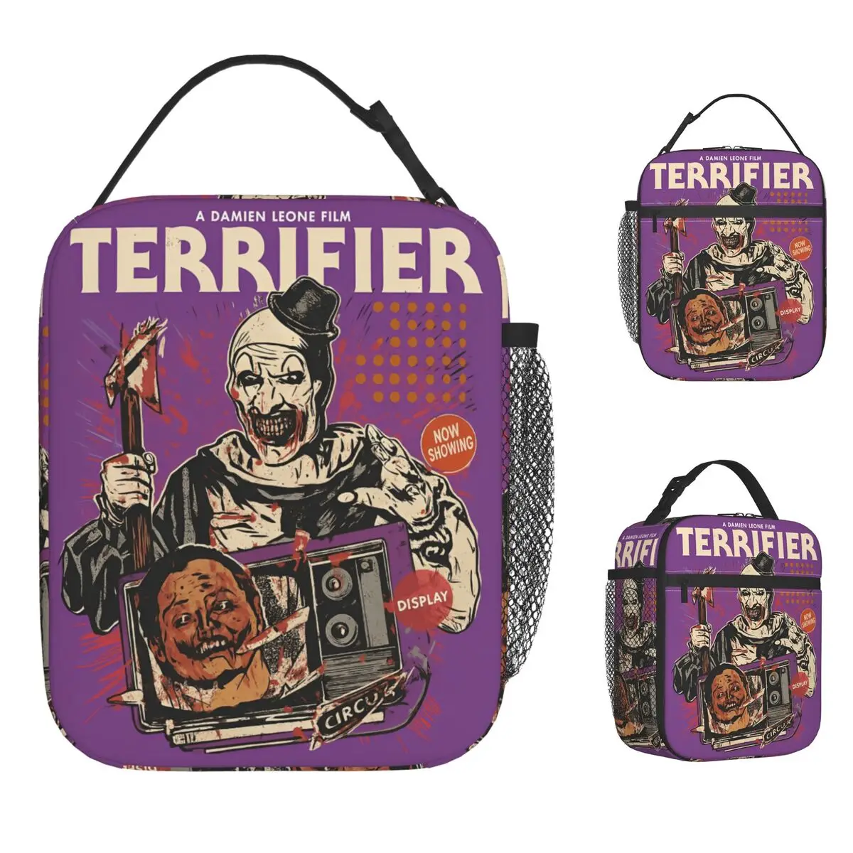 Art Crispies Terrifier Clown Lunch Bag Men Graphic Lunch Box Fun Outdoor Picnic Cooler Bag Portable Insulated Thermal Lunch Bags