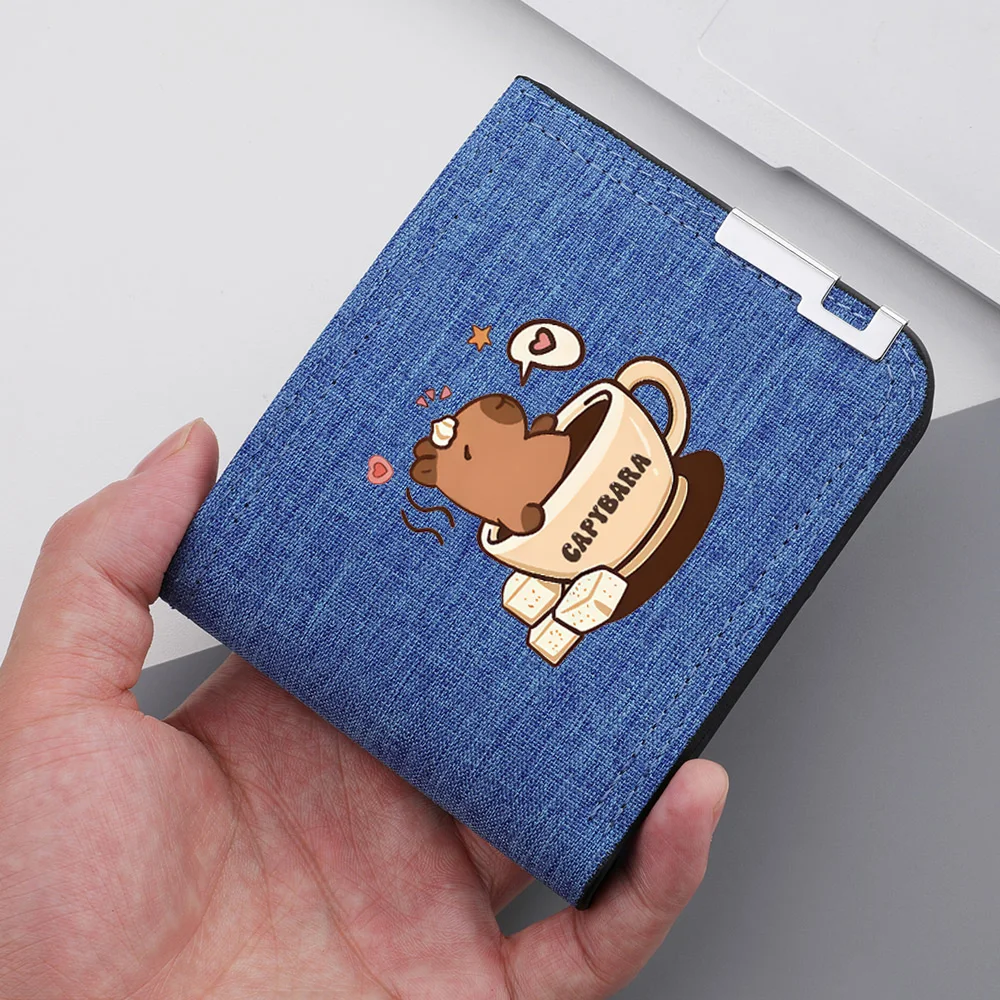 كابيبارا أنيمي الرجال المحفظة الكرتون نمط قماش عملة المحفظة الرجال حامل بطاقة الائتمان المحفظة