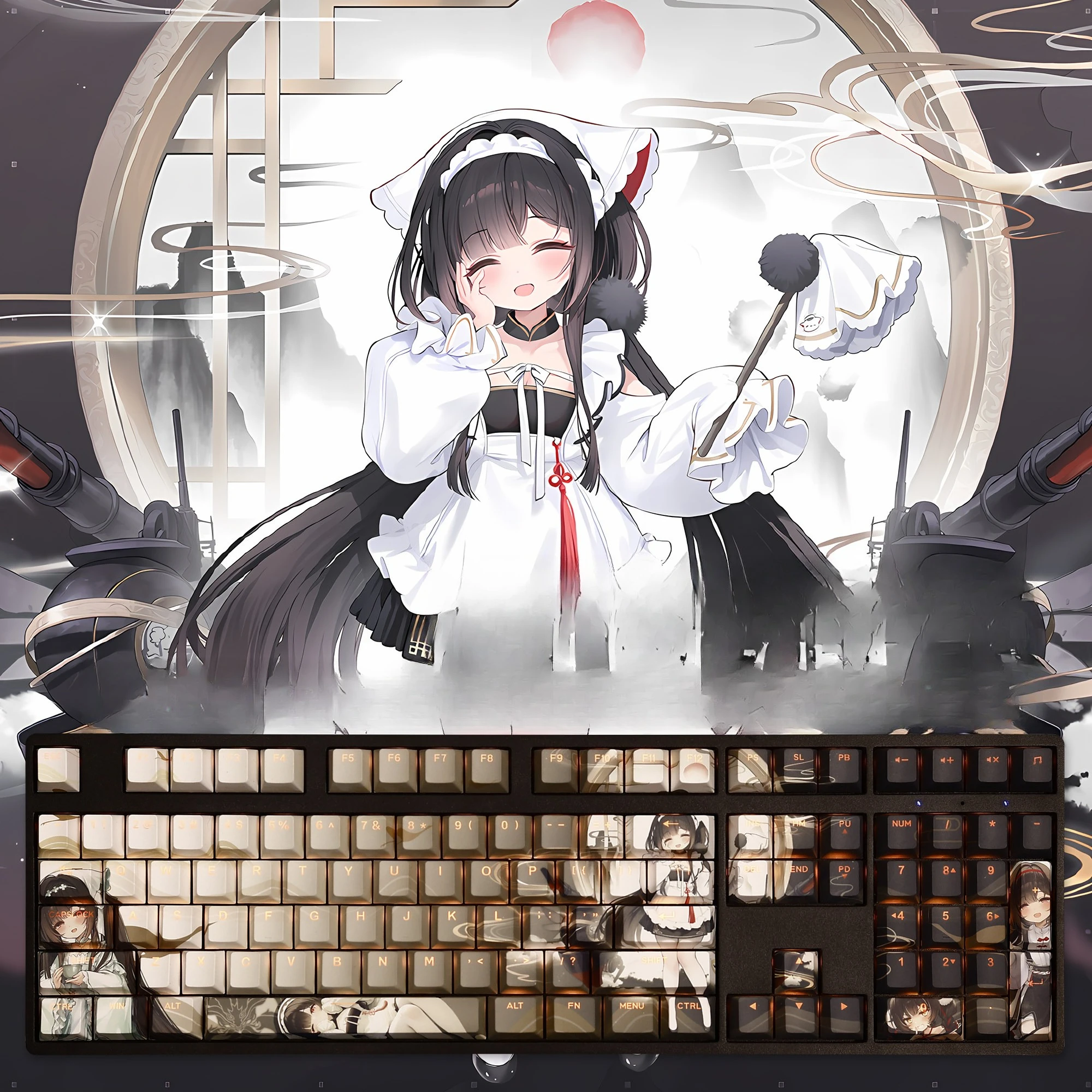 108 Keys/Set Chang Feng Azur Lane Cute PBT Keycaps Cherry Height for MX Switch Mechanical Keyboard Game Custom