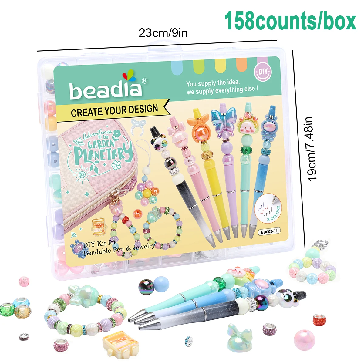 1Set/Bbag DIY Beadable Pens and Friendship Bracelet Set, Multicolor Plastic Beadable Ballpoint Pens - DIY Craftable Pen Set For