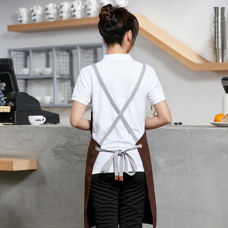 Grembiule idrorepellente da cucina professionale da donna, ristorante Chef da uomo, Hotel, panetteria, caffetteria, Studio per capelli, grembiule da lavoro