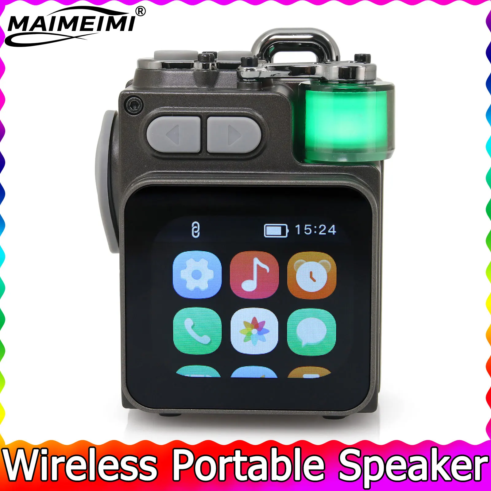 

Беспроводной портативный динамик Bluetooth-совместимый металлический механический динамик со светодиодным экраном RGB Настольный сабвуфер Поддержка