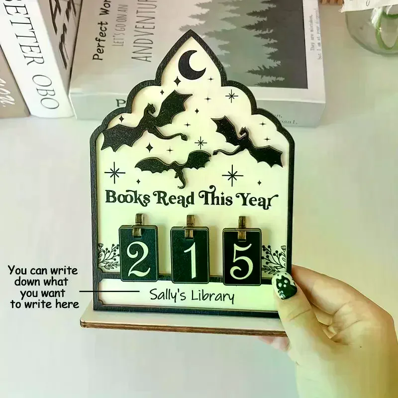 Wooden Book Read This Year Counter Reading Challenge Tracker Bookshelf Club Classroom Decor New Years Gifts For Bookworm Family
