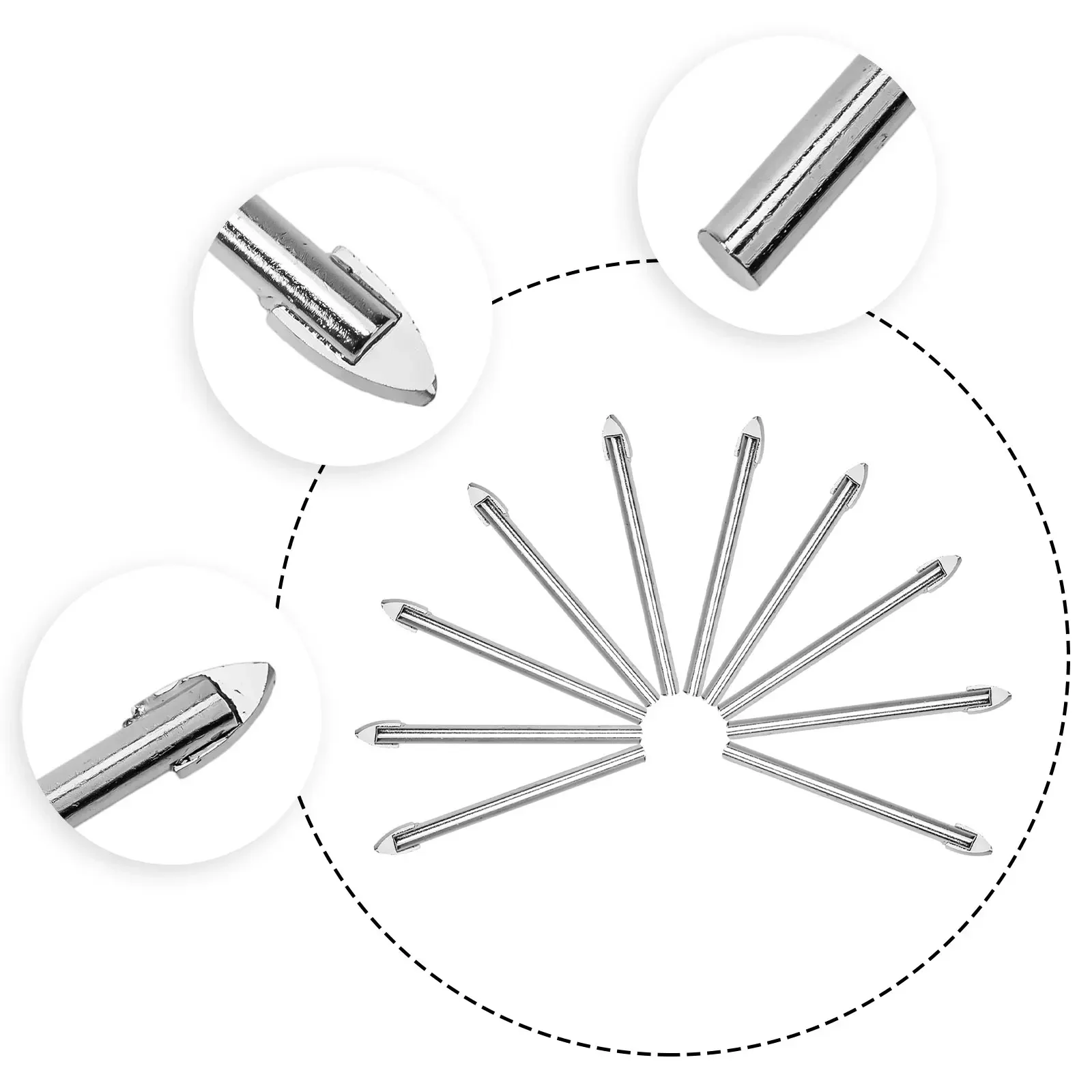 10*Glass Drill Bit Ceramic Straight Rod Triangular Bit Provide Smooth And Accurate Drilling In Ceramic Tiles, And Glass