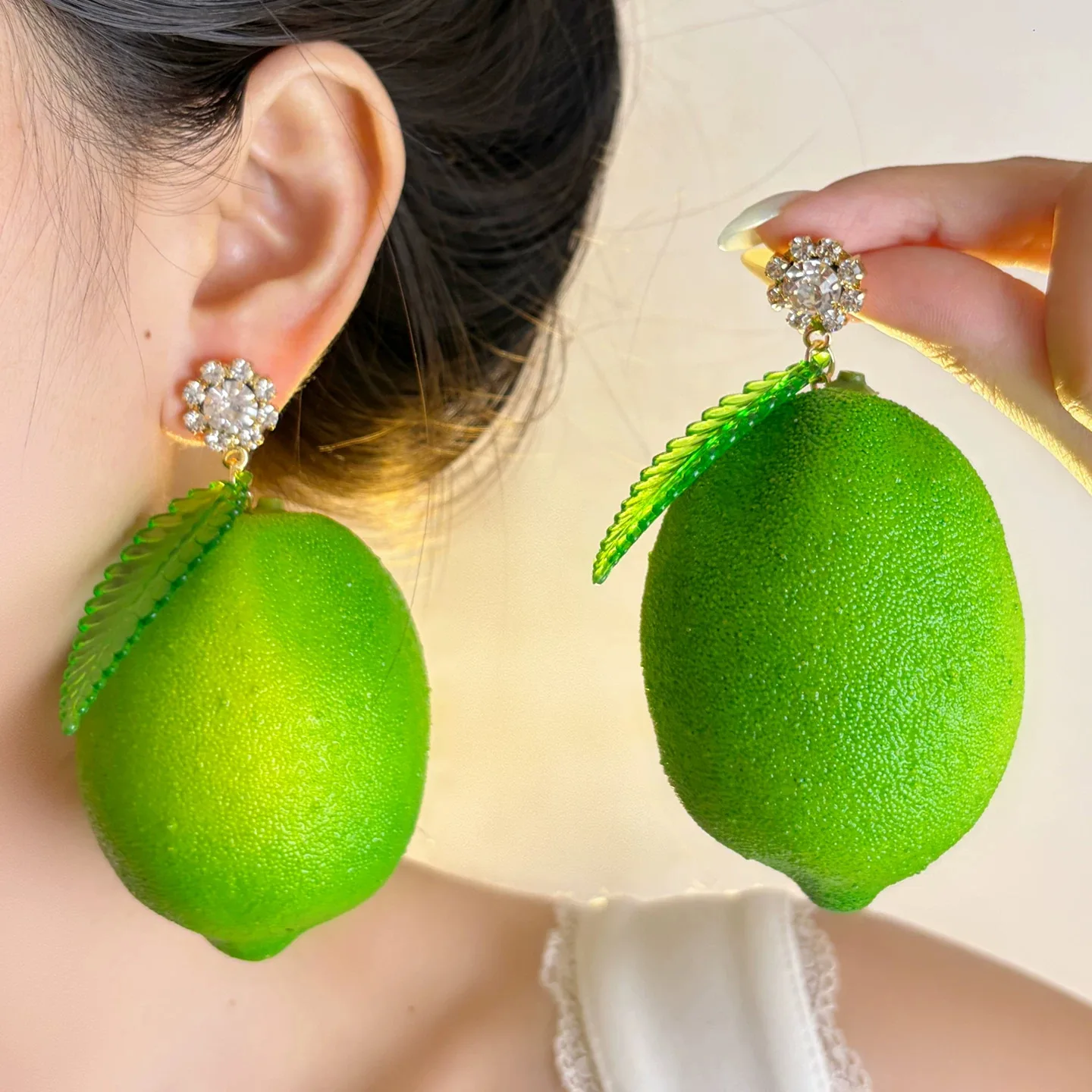 Vacation Style Oversized Long 3D Lemon Drop Earrings for Women, Luxury Unique Statement Ear Jewelry