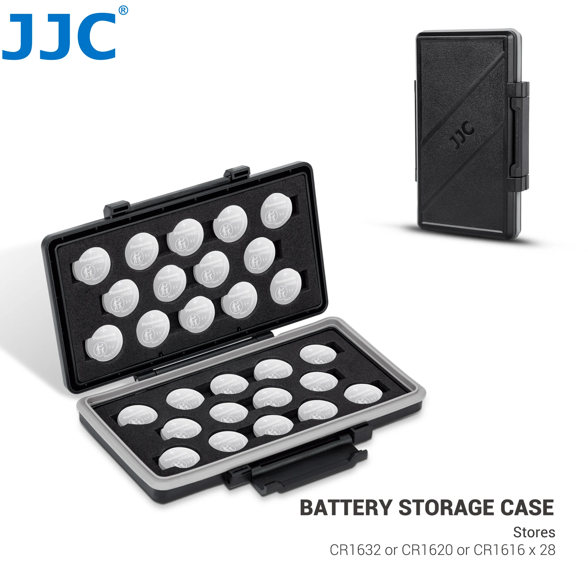 JJC CR1632 CR1620 CR1616 Battery Case Lithium Battery Holder Case Water-Resistant Anti-Shock Coin Cell Battery Case Organizer