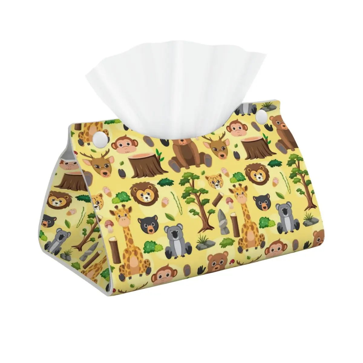 Custom Cute Bear Koala Animals Tissue Box Cover Rectangular PU Leather Cartoon Facial Tissues Holder for Home