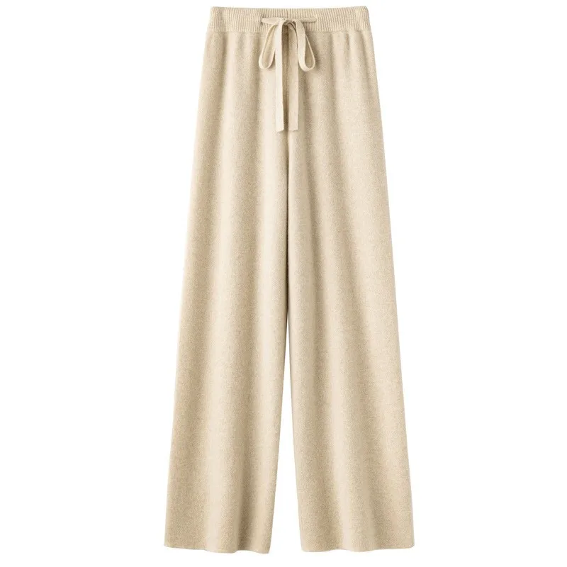 High Waist Loose Fit Pants Office Style with Straight Leg Full Length Medium Stretch Long Length Drawstring Autumn Women Pants