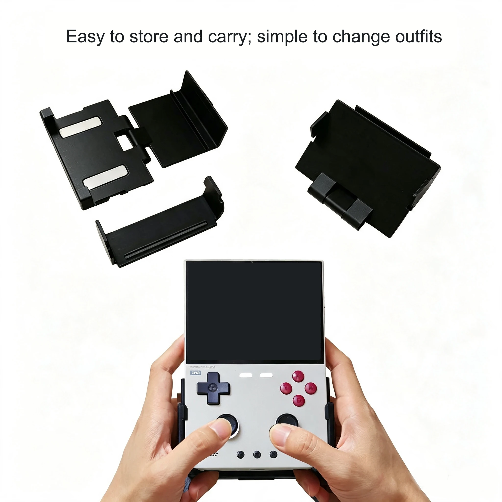 For TRIMUI BRICK PRO 3D Printed Retractable Hidden Grip with Screen Cover Full Access Fighting Game Handheld Controller Grip