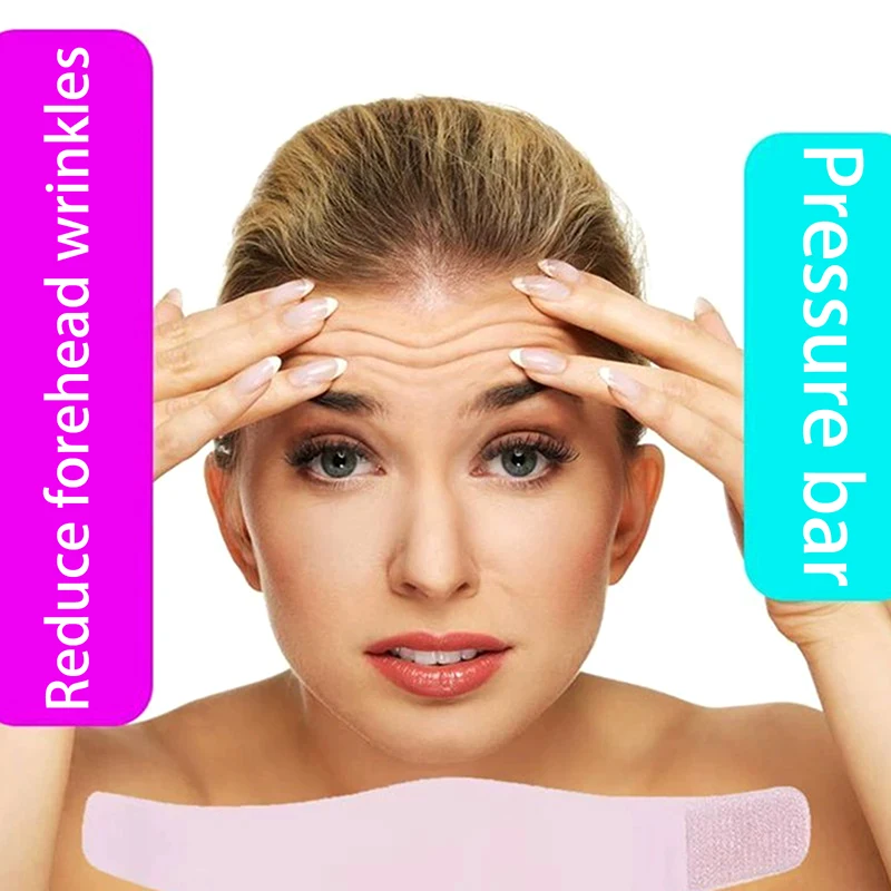 قطعة واحدة من حزام رفع الجبين للوجه، حزام ضغط من البوليستر الوردي، شريط ضغط للوجه قابل للغسل وإعادة الاستخدام