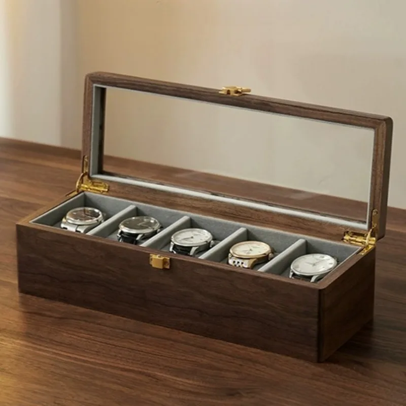 5 Slots Watch Boxes Luxury Wrist Watches Storage Case Wooden Retro Watch Organizer Boxes Portable Travel Watches Storages Cases