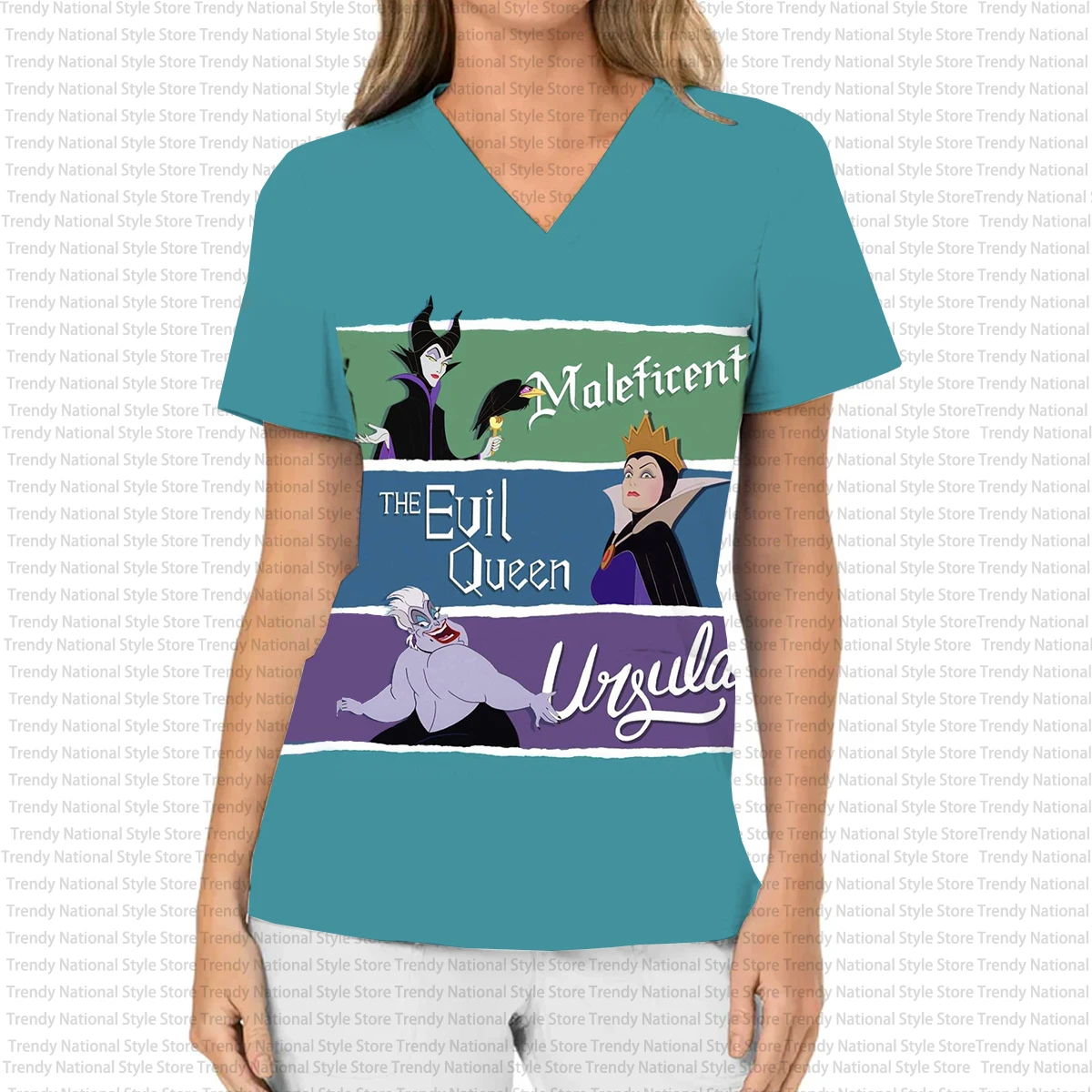 جديد المرأة هالوين هدية العمل موحدة طباعة مرحبا كيتي الخامس الرقبة قصيرة الأكمام جيب فرك الأعلى الأسنان الحيوانات الأليفة متجر ممرضة تي شيرت #2