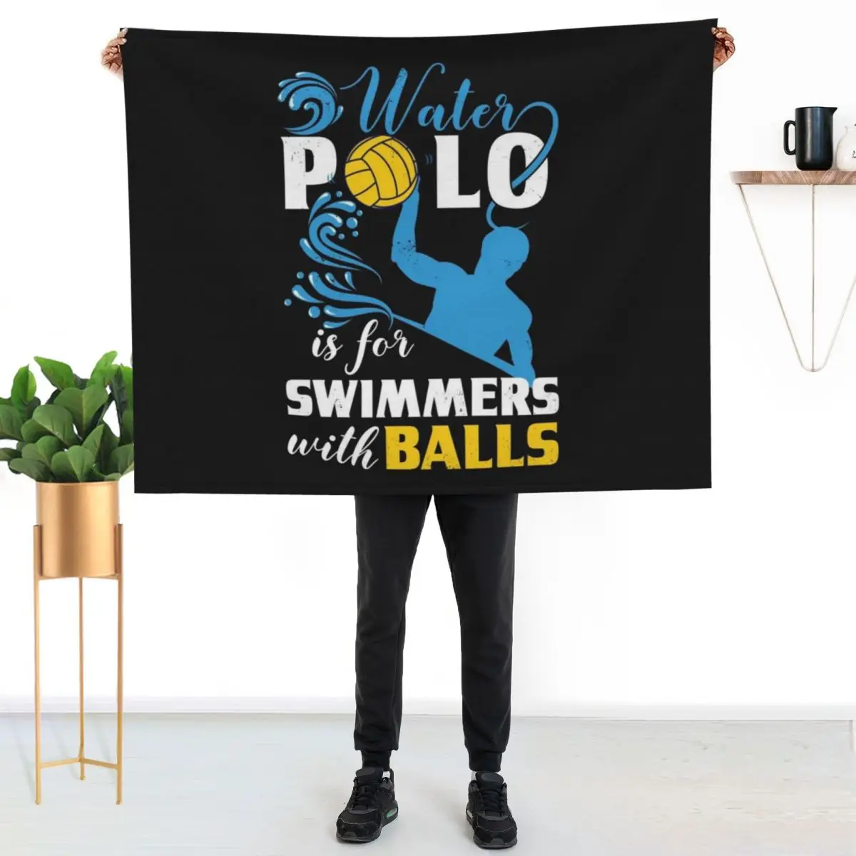 Water Polo graphic Gifts Men and Women Funny Quotes Player design Throw Blanket Bed linens Travel Thins Winter beds Blankets