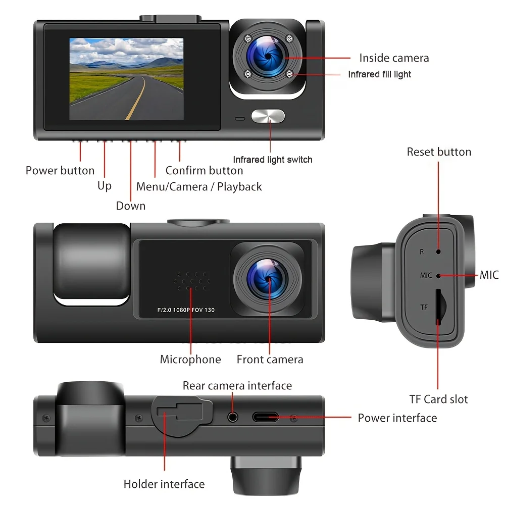 Wholesale HD 360 Degree IPS Screen Dashcam Night Vision Recording Function Vehicle Video for Car Memory