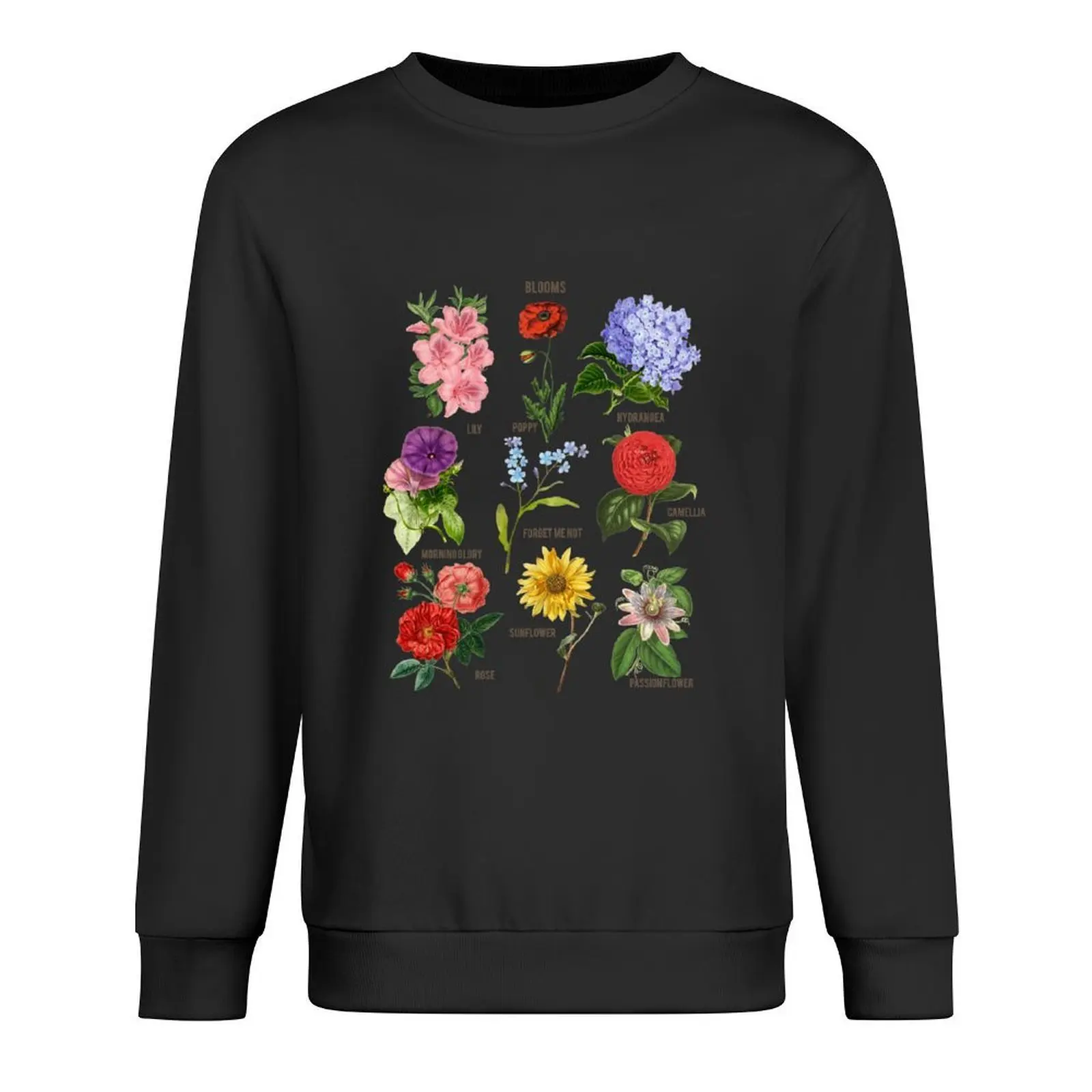 

Vintage Blooms Botanical Flower Floral Chart Pullover japanese style autumn clothes tracksuit blouse graphic sweatshirts