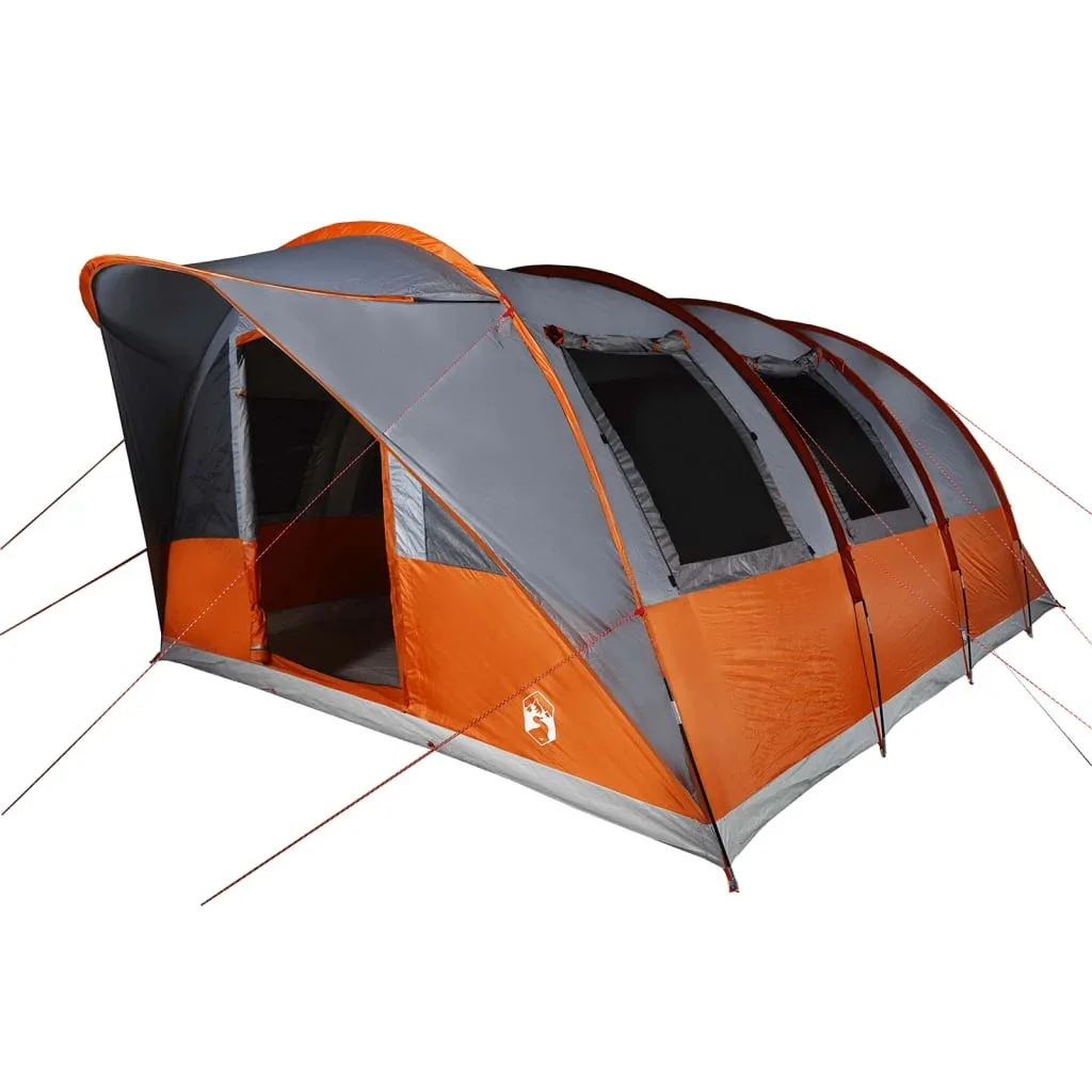 Camping Tent 185T Polyester Waterproof Outdoor Tunnel Tent 2 Bedrooms 4 Windows for 5-Person With Double Zippered Access