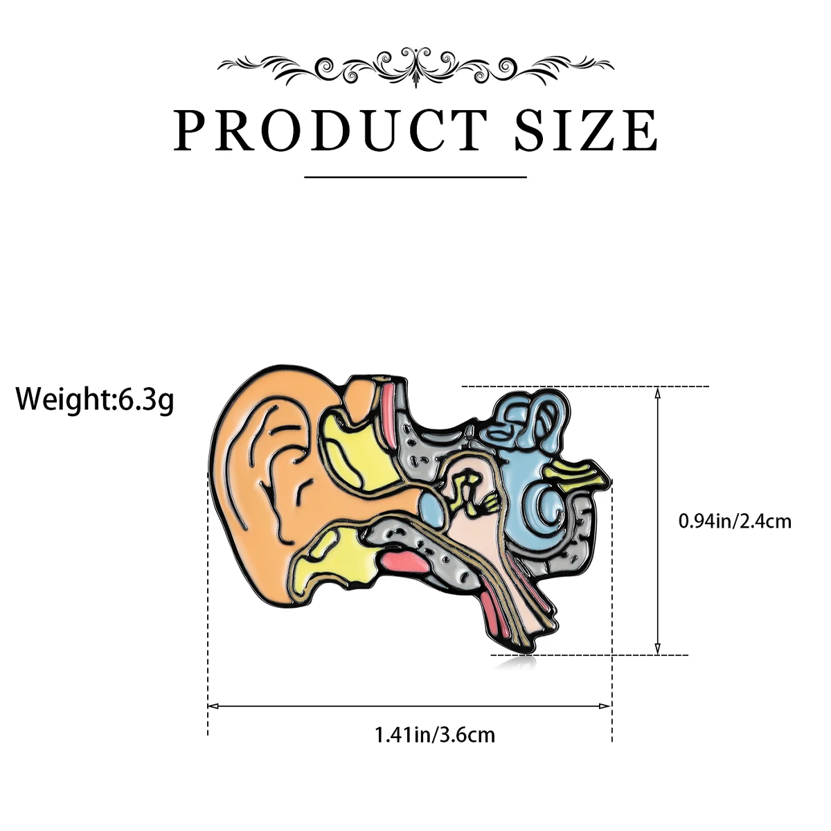 Catuni Otolaryngology Ear Enamel Pin Brooch Medical Cochlea Lapel Lanyard Coat Badge Gifts for Doctor Nurse Student