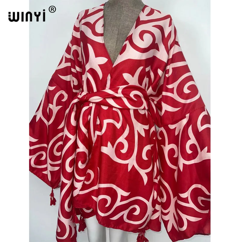 Summer Cardigan WINYI Women Printed Long Shirt Casual Open Stitch Loose Beach Blouse Female Party Tops Tunic Vintage Kimono