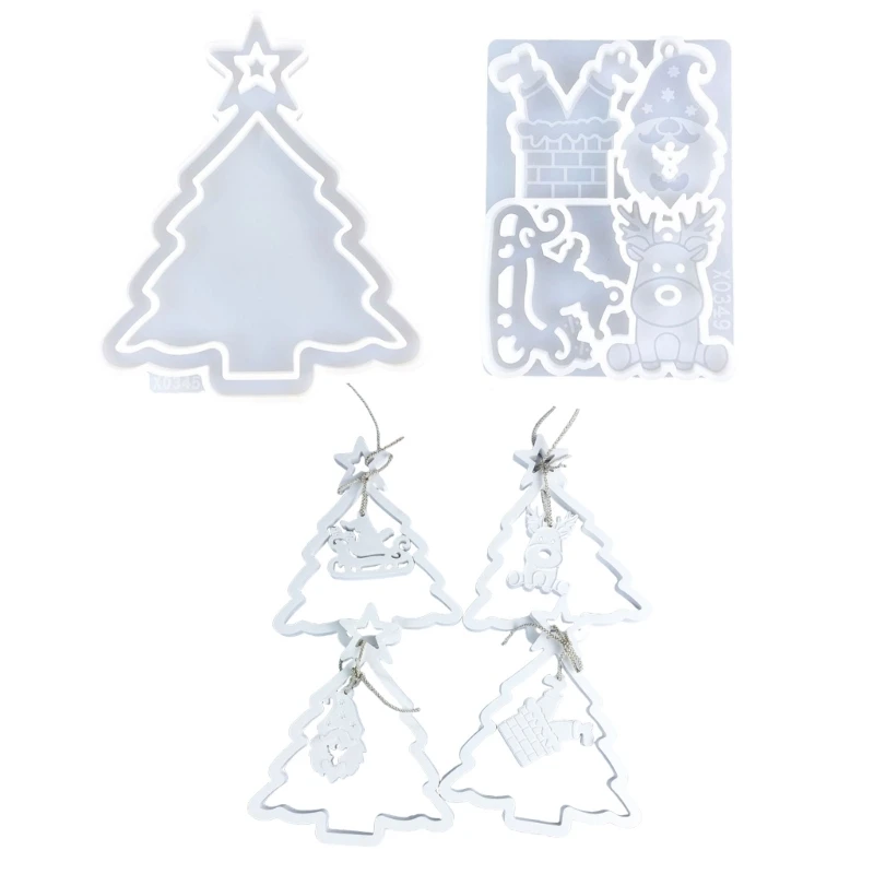 Pack of 2 Silicone Moulds Pendant Molds for Creating Festival Christmas Pendant 40GB