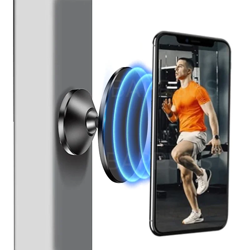 Dual Magnetic Gym Phone Holder for Working Out Videos Rotation Double Sided Strong Magnet Stander For iPhone 15 Samsung S23 Mi