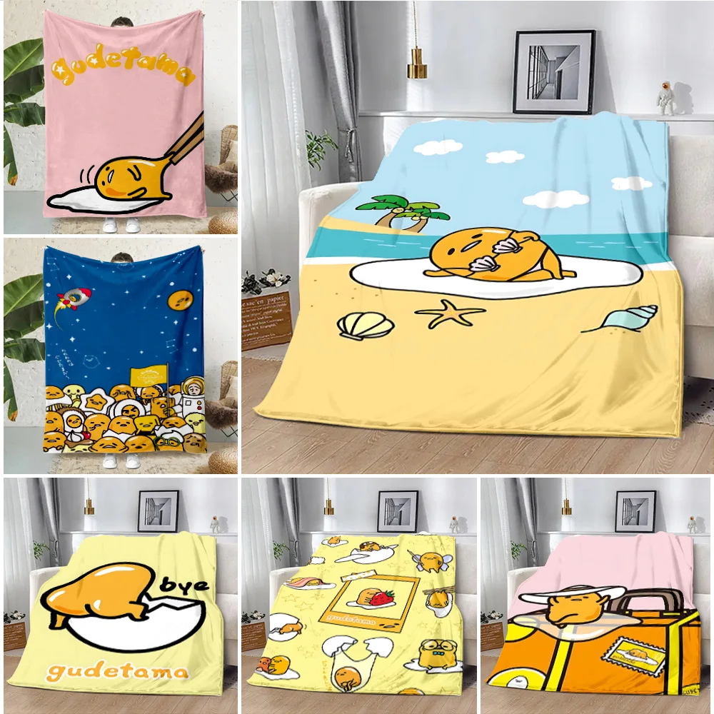 

Cute cartoon Gudetama Printed Blanket Picnic Blankets Warm Blanket Soft and Comfortable Blanket Home Travel Birthday Gift