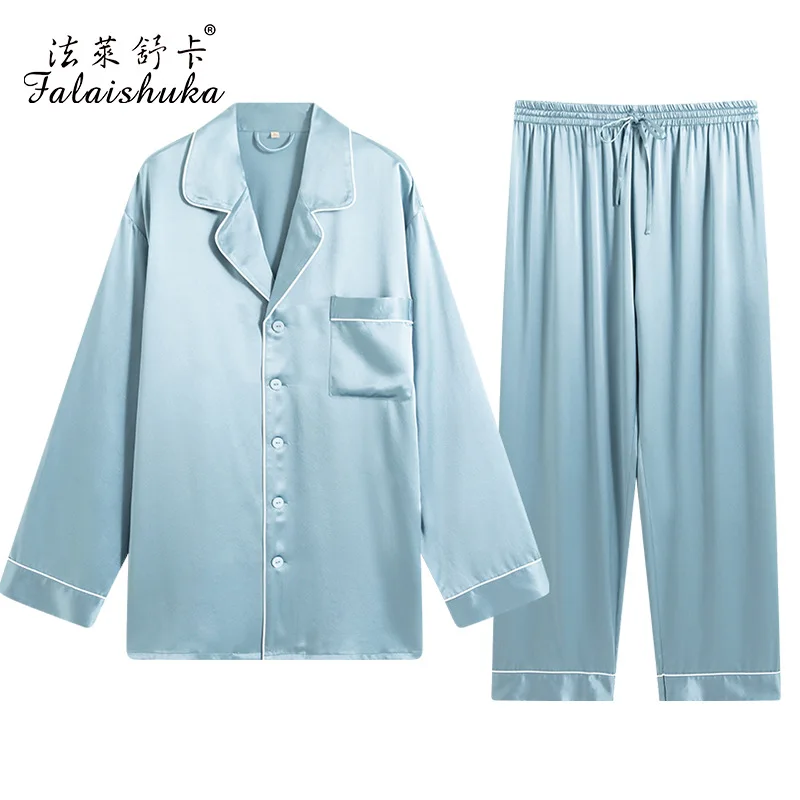 25 momme 100% natural Silk sleepwear men pajama sets noble fashion Long sleeve pure silk sleepwear T9100