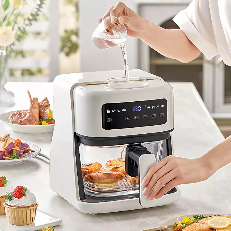 1pcs Sprayer Air Fryer with Visible Window Cooking Basket with Humidifying Function