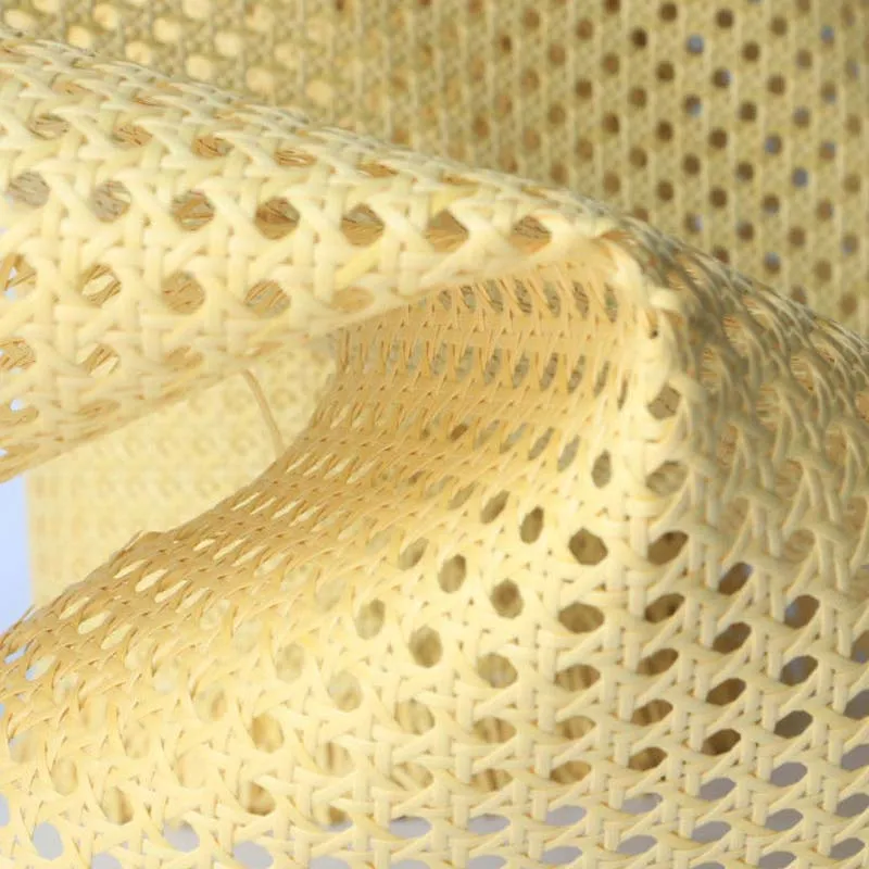 Light Yellow Plastic Rattan Roll Handmade Weave Synthetic PE Cane Webbing Material For Repair Furniture Chaie Cabinet Wall Decor