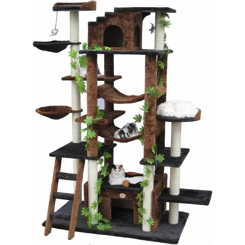 Pet Club 77-Inch Cat Tree, Brown/Black