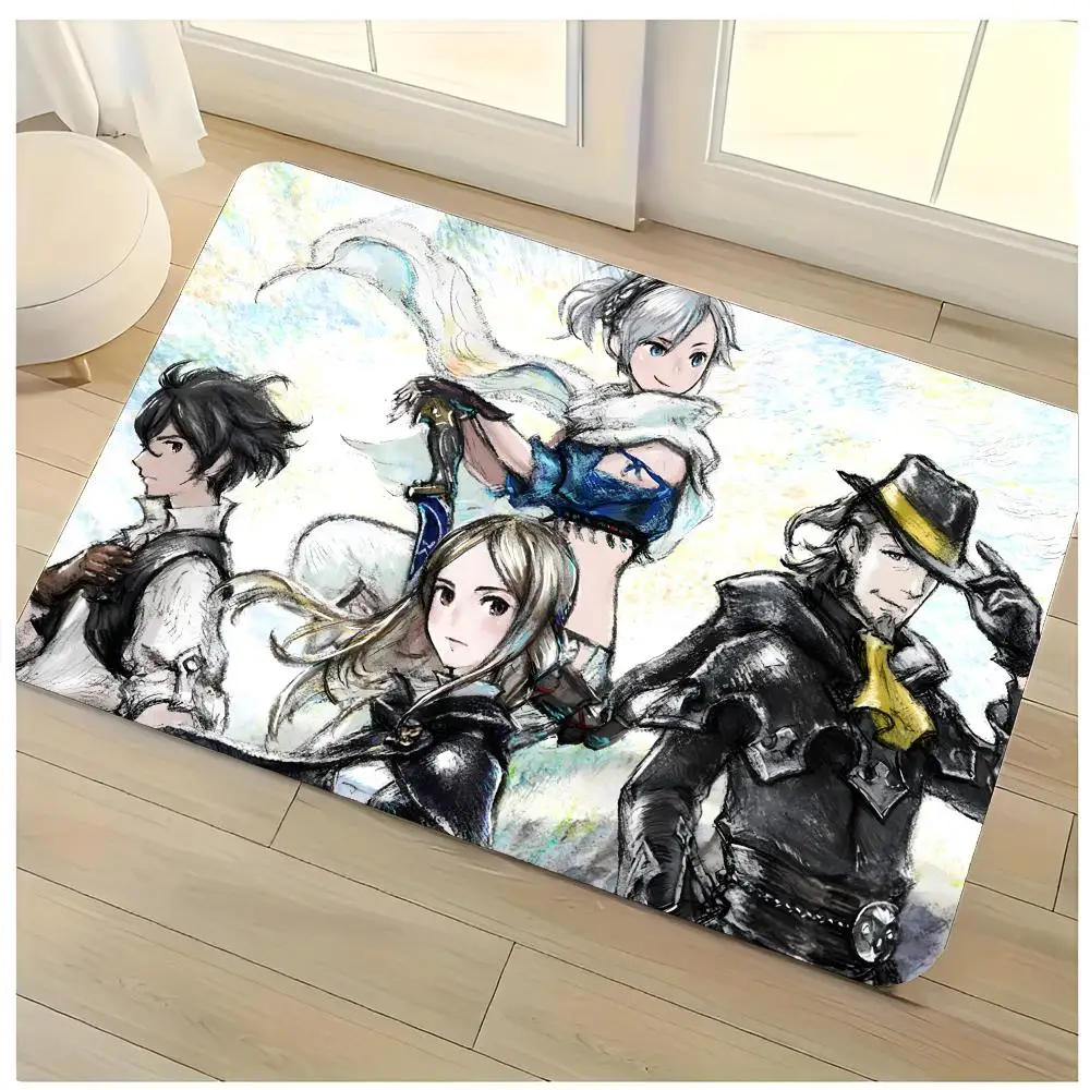 Bravely Default - Alfombra lavable para puerta de franela absorbente, antideslizante, para interior